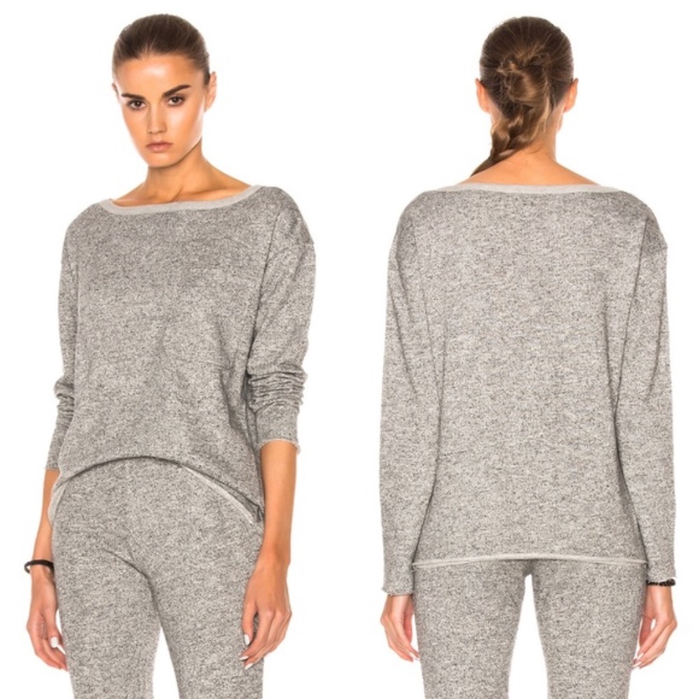 ATM  Extended Shoulder Sparkle Sweatshirt Gray NEW